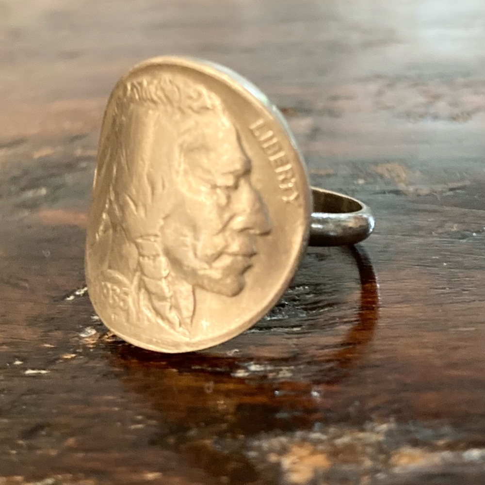 Genuine Indian Head Buffalo Nickel Ring Size 7.5